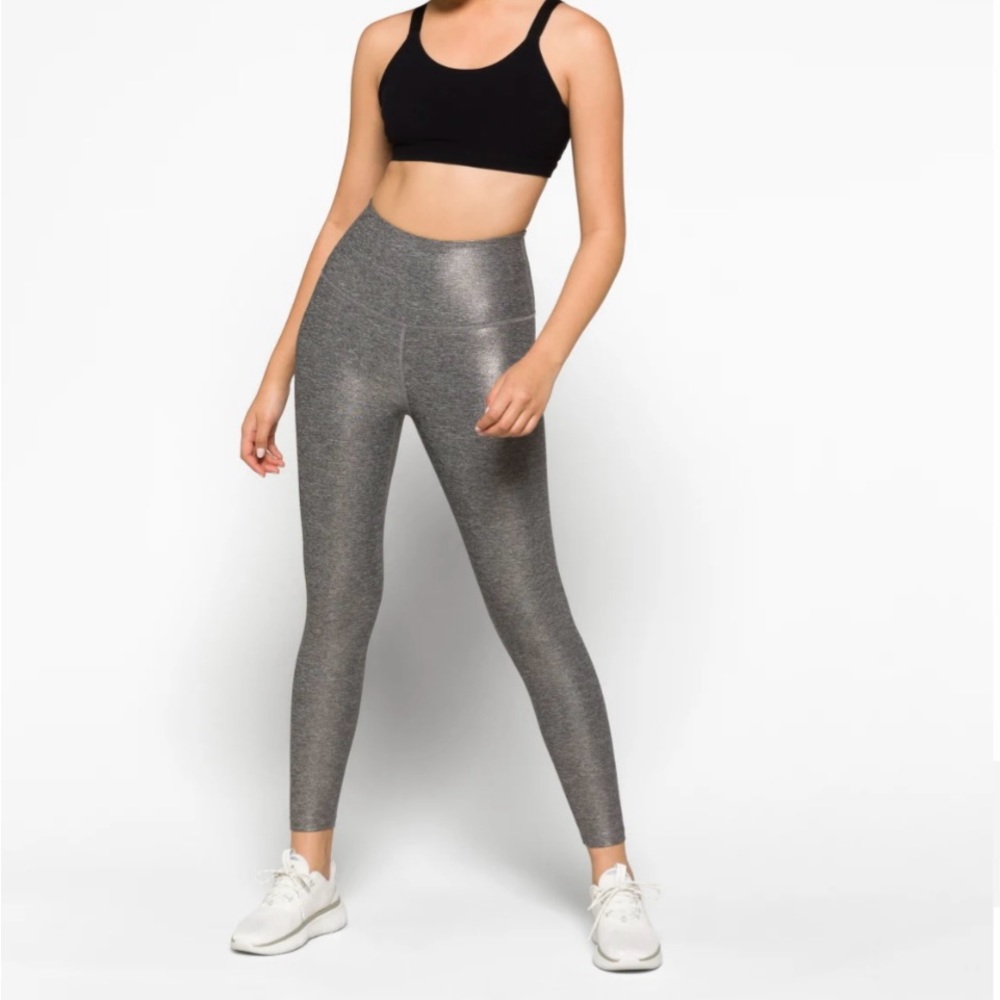 Beyond Yoga Dusted High Waisted Leggings Silver Metallic Size S